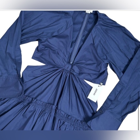 Jason Wu Navy Blue Long Sleeve Cutout Knot Fit & Flare Dress Size large brandnew - Picture 8 of 9